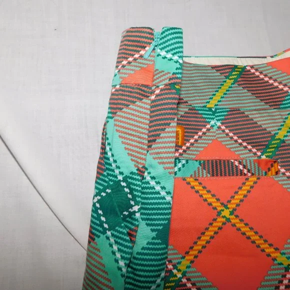 LOUDMOUTH Pebble Peach Womens 14 Green Orange Plaid Golf Skort NEW with Tag - Picture 6 of 10